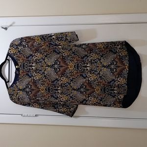 Club Monaco Silk Bird and Floral Print Midi Dress